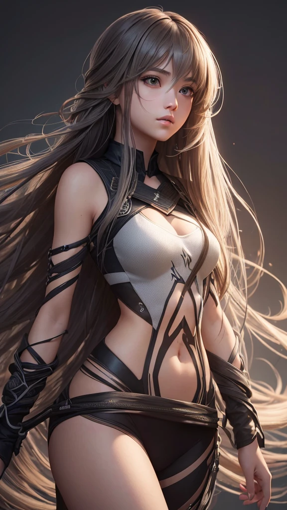"Immerse yourself in the world of CG unity with this ultra-detailed illustration of a girl with messy long hair. The realistic rendering and dynamic angle make this piece a true masterpiece, perfect for any art lover."