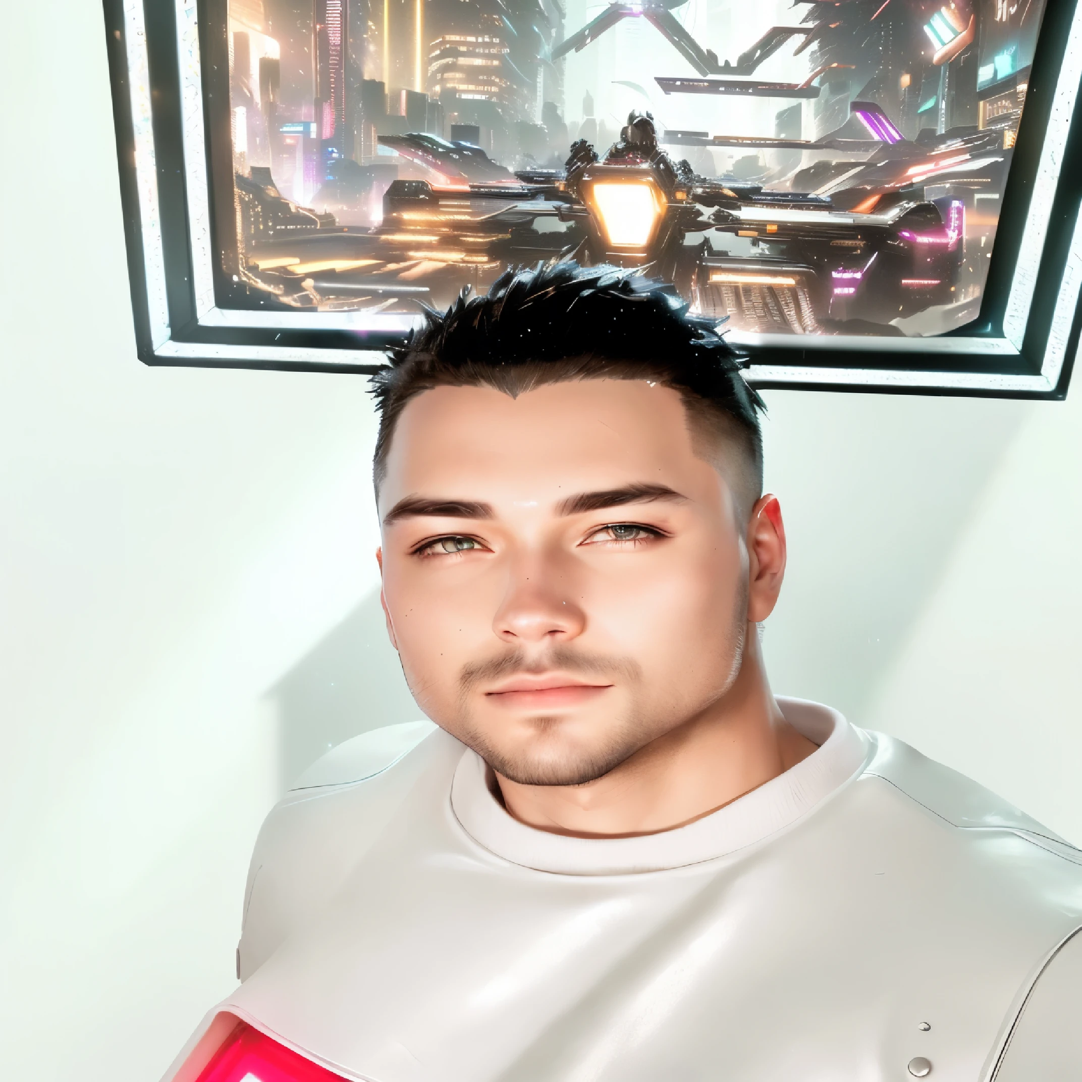 hyper realistic, lifelike texture, dramatic lighting, (best quality:1.1), depth of field, nighttime, in a futuristic cyberpunk city, HDR, shallow depth of field, broad light, high contrast, backlighting, bloom, light sparkles, chromatic aberration, sharp focus, futuristic clothing, leather jacket, beauty512, lnchuu, 