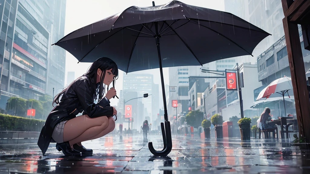 Alafed woman kneeling on the ground with umbrella, in the rain, It rains, rain, it&#39;s raining portrait, Rainy mood, pretty girl standing in the rain, wearing japanese techwear, Bend your knees | It rains, it&#39;s raining, day after it&#39;s raining, Cute Rainy Dark, it&#39;s raining outside, in the rain, standing in the rain, Wet day