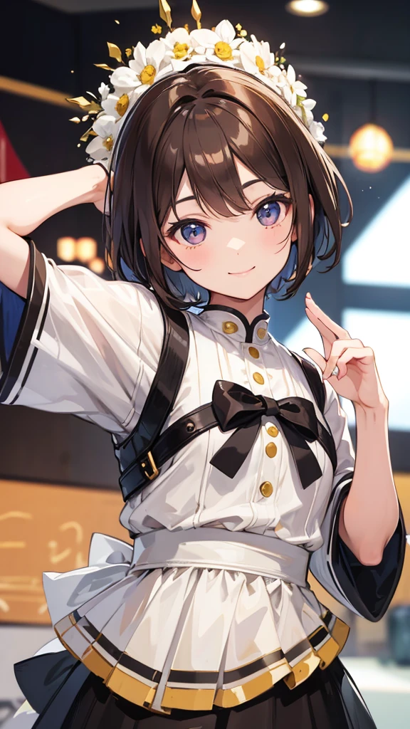 masterpiece, Highest quality, Idol,Brown Hair ,short hair,alone, nice, Realistic,smile,Looking forward,girl,Mini character。Face icon。Only the face