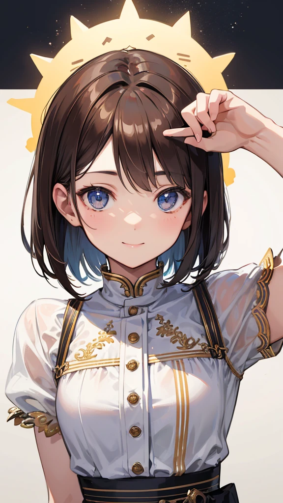masterpiece, Highest quality, Idol,Brown Hair ,short hair,alone, nice, Realistic,smile,Looking forward,girl,Mini character。Face icon。Only the face