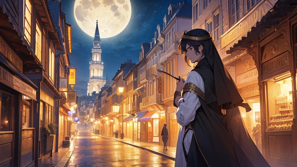 (8k, RAW Photos, Highest quality, masterpiece:1.2), High-quality RAW color photos,Arabian style view of the city at night with a full moon, laurent durieux, by André Beauneveu, Clovis Trouille, by Esaias Boursse, Bernard D&#39;Andrea, Jean-Michel Atlan, Pascal Blanchet, Pascal Campion, By Pierre Lafille