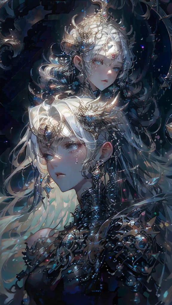 best quality,masterpiece,Ultra-high resolution,(photoactual:1.4),Fantasy,night,Moonlight,European style,Heaven,patio,pool,A 20-year-old,beauty,grace,Female angels,Long hair above waist,Elegant clothing,坐在pool旁,hand playing violin,