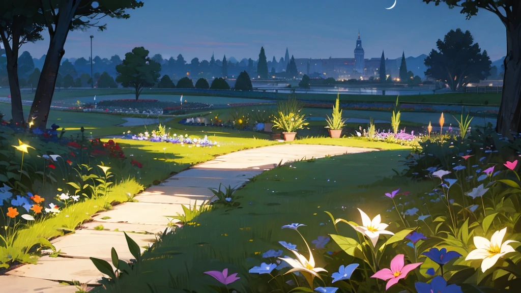 garden、open space, midnight, nohumans,