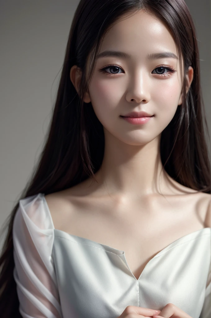 1girl, aodai white, photo art, (flower), a stunning photo with beautiful saturation, ultra high res,(realistic:1.4)),deep shadow,(best quality, masterpiece), pale skin, dimly lit, shade, flustered, blush, highly detailed, skinny, BREAK depth of field, film grain, wrinkled skin, looking at viewer, knee, warm smile, (upper body), masterpiece,ultra realistic,32k,extremely detailed CG unity 8k wallpaper, best quality