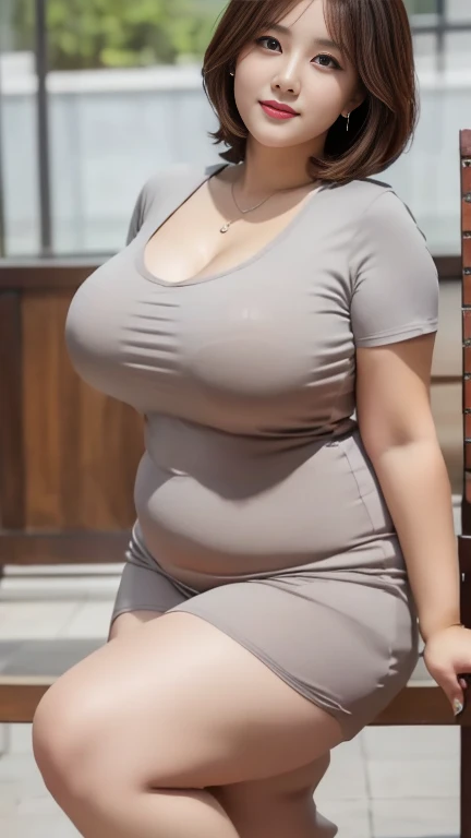 (8K, best quality, masterpiece, Golden Ratio Composition,:1.3, Panoramic view, Full body picture), (40 year old plump Japanese woman at the beach), (90 kg obese body), (Wearing a turtleneck :1.2), (Legs close-up), (Intellectual beauty), (Plump long legs), (Huge breasts), (No upper body exposed), (Cropped pants), (Wear work clothes), Soft face line, Gentle and beautiful, (Silver short hair),