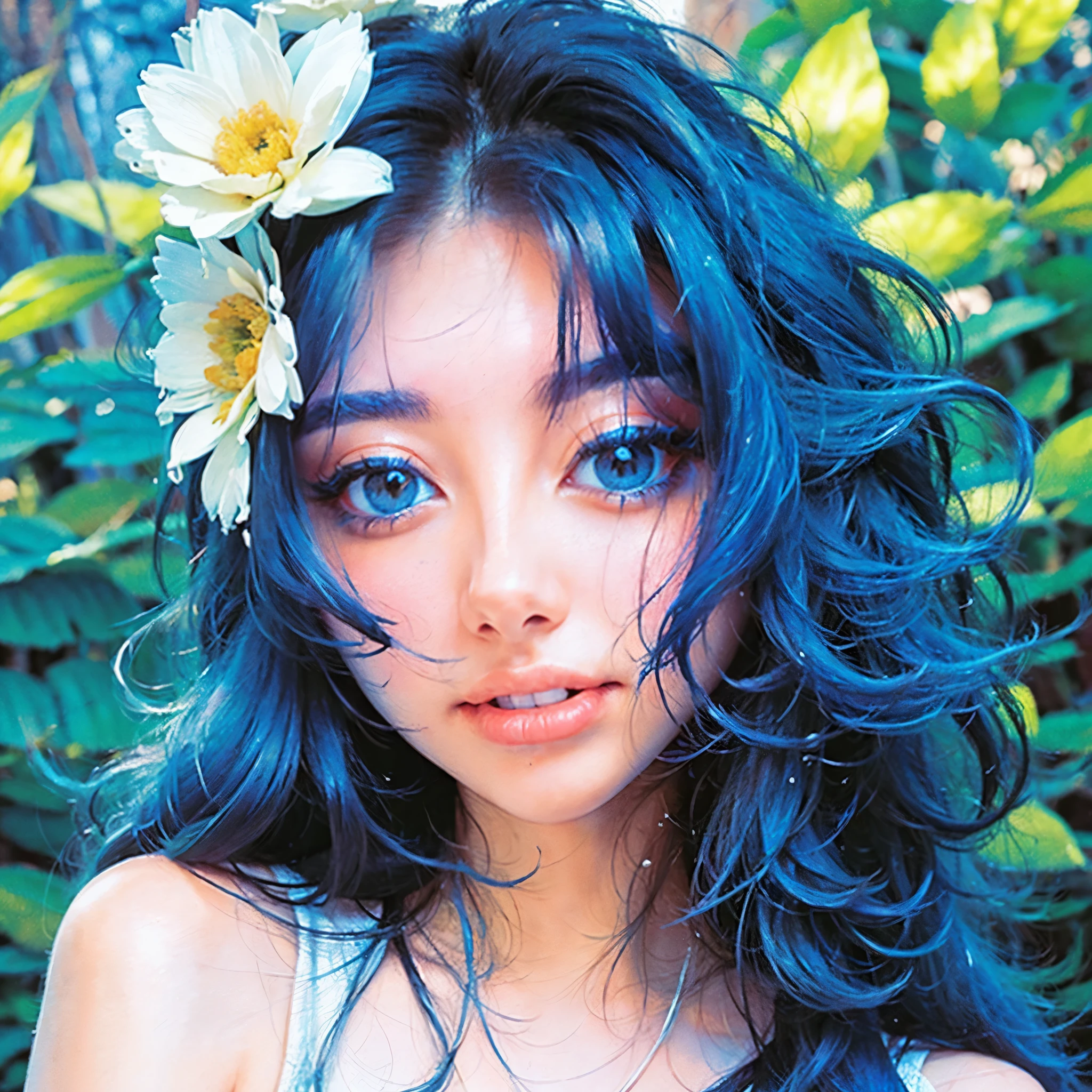 (best quality),(masterpiece:1.2), (colorful:0.9), (ink splashing),(color splashing),((watercolor)), clear sharp focus, model shot,, (portrait goddess of spring:1.5), cute expression,elegant blue colored hair, beautyfull detailed face and eyes, elegant goddess clothing, spring forest background,, colorwater