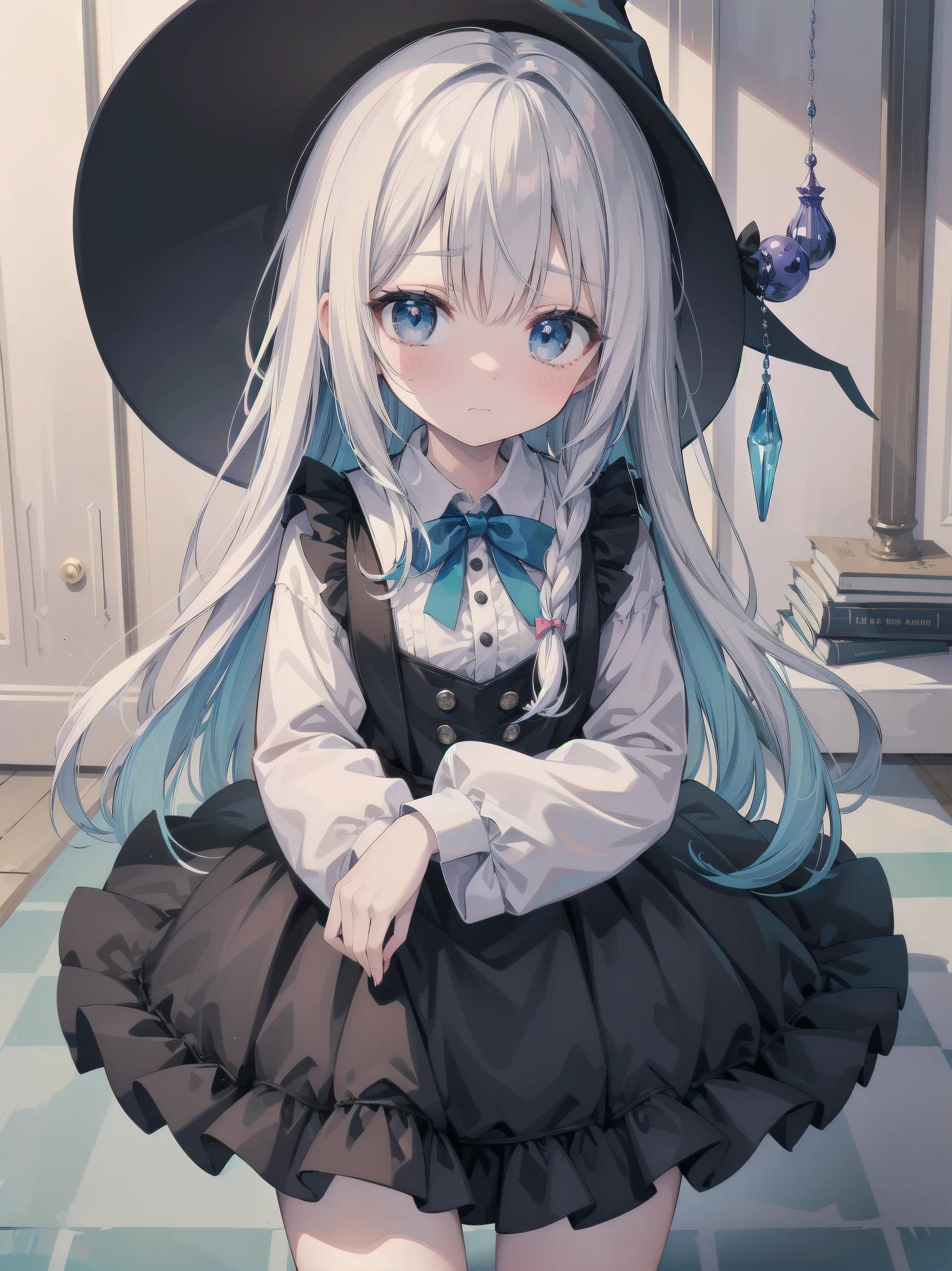 🎶, (🧙‍♀️), ✡, ✨(black hat), , Alice in Wonderland, Alone, very beautiful, cute, adorable, embarrassed, alone, blue eyes, white skin、look at viewer、looking up,kawaiitech, pastel colors, kawaii, cute colors,Alice in Wonderland, alone, very beautiful, cute, adorable, embarrassed, alone, blue eyes, white skin,skirtlift