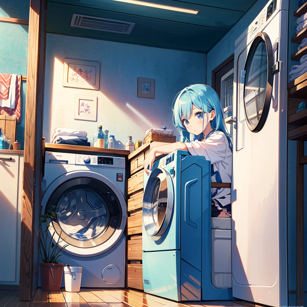 anime girl sitting on chair in front of washing machine, anime moe art style, cute anime girls, anime visuals of cute girls, anime Style 4k, anime! 4k, anime! 4k yen, anime Manga Robot!! anime Girl, fan art Anime, Cute Anime, Best Anime 4k Konachan Wallpapers
