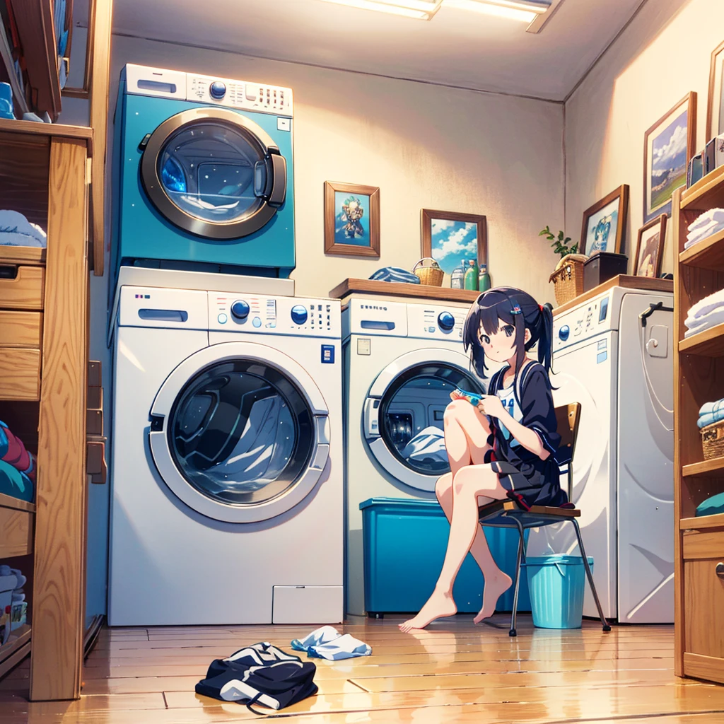 anime girl sitting on chair in front of washing machine, anime moe art style, cute anime girls, anime visuals of cute girls, anime Style 4k, anime! 4k, anime! 4k yen, anime Manga Robot!! anime Girl, fan art Anime, Cute Anime, Best Anime 4k Konachan Wallpapers