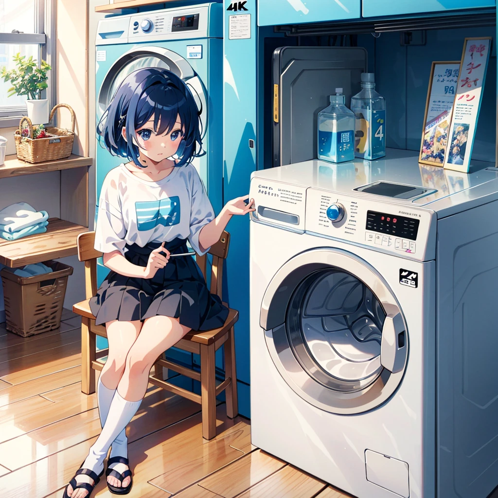 anime girl sitting on chair in front of washing machine, anime moe art style, cute anime girls, anime visuals of cute girls, anime Style 4k, anime! 4k, anime! 4k yen, anime Manga Robot!! anime Girl, fan art Anime, Cute Anime, Best Anime 4k Konachan Wallpapers