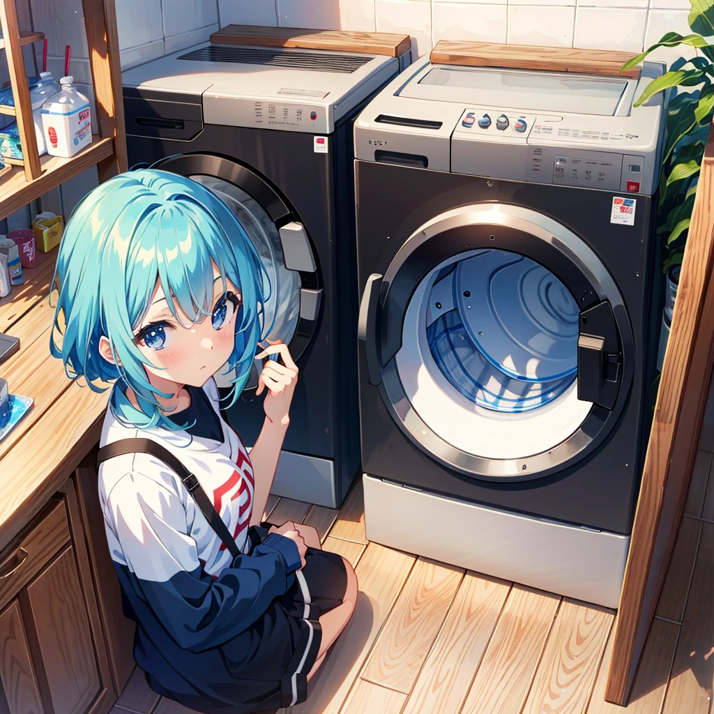 anime girl sitting on chair in front of washing machine, anime moe art style, cute anime girls, anime visuals of cute girls, anime Style 4k, anime! 4k, anime! 4k yen, anime Manga Robot!! anime Girl, fan art Anime, Cute Anime, Best Anime 4k Konachan Wallpapers