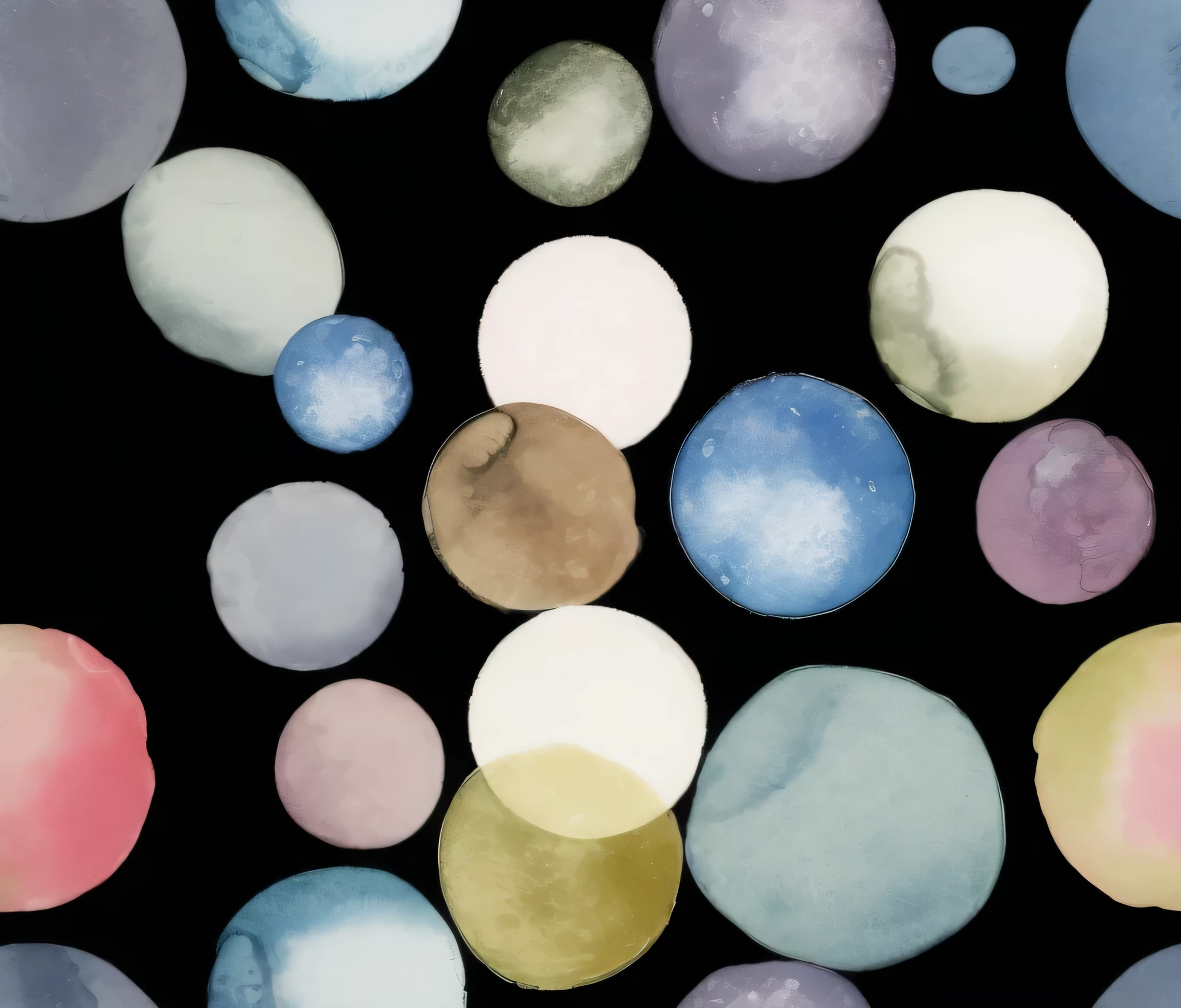 Watercolor bubbles，Watercolor，Ink rendering print，blister
