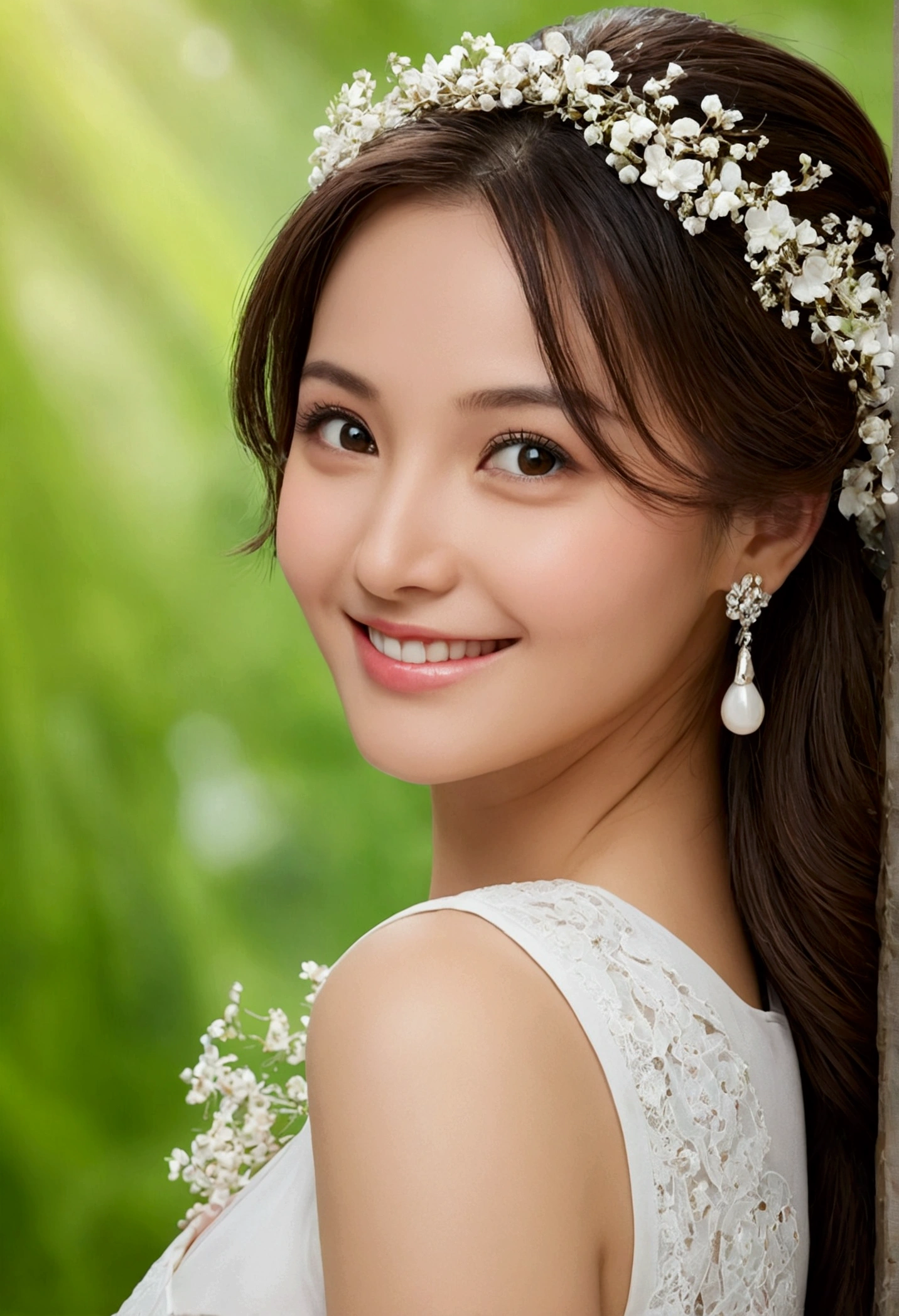 Look forward. It should have a fresh and pleasant appearance., a gentle smile Look forward.