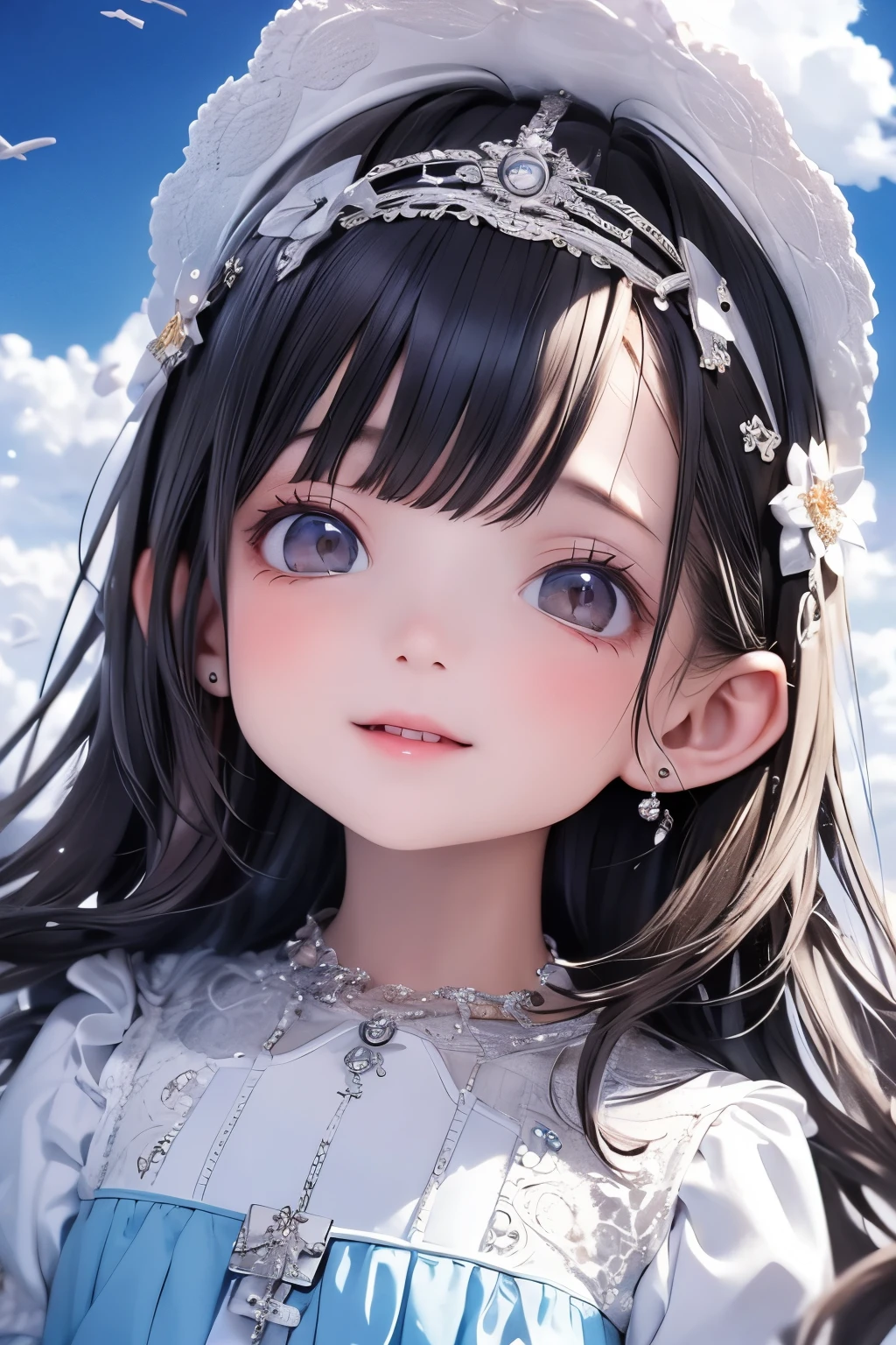 1 child,Dreams,Sky,Clouds,masterpiece,Masterpiece(Super detailed face),Dreams,hapiness,HD,cute,Elegant,Exquisite,HD,Detail,HD