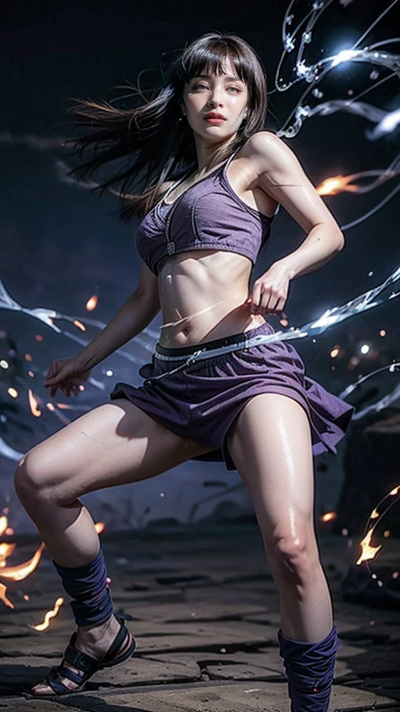Moisturized skin, (gradient eyes), realistic body, (adult female body), energetic, (), (girl), crop top,
BREAK,
bright red lipstick, (beautiful navel), (purple hair), beautiful hair, (straight bangs: 1.3), (long bangs at both ends),
BREAK,
((masterpiece + highest quality + high resolution + highly detailed)), (full body: 1.2), symmetrical, one cut,
BREAK,
(electric shock), (wind blowing), (blue electricity), (battle stance: 1.4),
BREAK,
(large Japanese sword), ninja, inside a mansion, assassination, cuts, kunai, fantastical, dynamic,