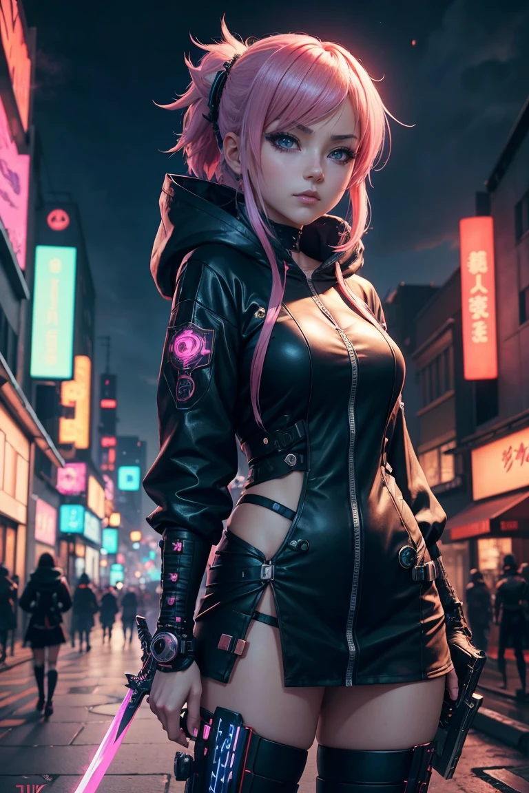 anime girl with sword in city at night, cyberpunk anime girl, anime style 4 k, badass anime 8 k, best anime 4k konachan wallpaper, female cyberpunk anime girl, very beautiful cyberpunk samurai, cyberpunk anime girl in hoodie, modern cyberpunk anime, katana zero video game character, anime wallpaper 4k, anime wallpaper 4 k, anime cyberpunk art, anime cyberpunk