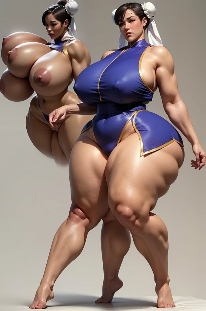 ((best quality)), ((master part)), (circunstanciado), rosto perfeito ((Chun li)), ((big )), Gigantic Brehick Thighs, Super Wide Hips, Huge Ass, PerfeBody ((character design sheet)), ((full body view)) illustration,1girl, ((detailed face:1.4)) beautiful woman, ((Chun li)), short brown hair, brown hair, brown eyes, double bun, hair ribbon, perspired, Sweaty body,Naturally glowing skin、 (loose:1.3)bath robe、Exposed shoulders、naked bathrobn bathrobe、disheveled bathrobe、Fully open bathrobe、body soaking wet、(Torn bathrobe)、Grab a bathrobe, rough sketches, pose, 8k,16k, (background, white background: 1.3))