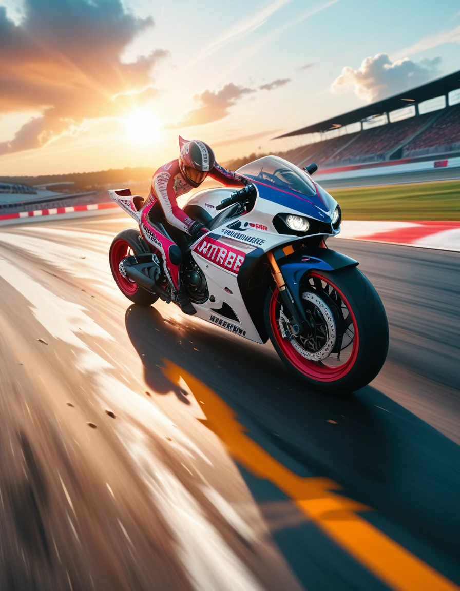 score_9, score_8_top, score_7_top, score_6_top, score_5_top,  dynamic, 1 professional motorcycle racer riding a motorcycle, 2 race queens holding parasols, summer day racetrack, harsh sunlight, motorsports, racing, sports event, action, motion blur, dynamic pose, intense, adrenaline, sweat, dust, speed, energy, vibrant colors, dramatic lighting, cinematic, heroic, epic, masterpiece