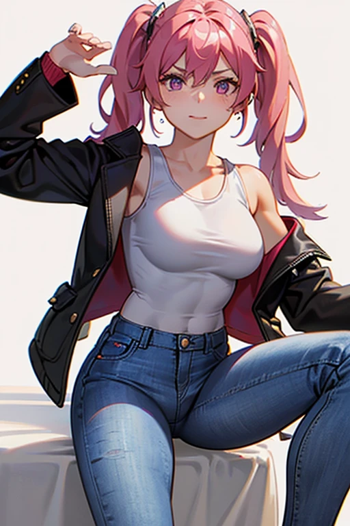  BIG ASS　Beautiful attention to detail, Beautiful lip detail:1.1,Strong physique, Two short pigtails, (smile), ( Marinette is wearing a white printed shirt. ), Black jacket, ((( dark pink jeans , Plain jeans, No pattern))), Ballet shoes.), Weightlifting, Muscular arms and legs:1.2, Toned Abs, Powerful expression,sweating:1.1, Bed Background:0.9, Concentration:1.1, Bright colors彩, Dramatic lighting), rippling muscles,Durable frame,Dark tan,Fits to the waist,(Toned Abs),Strong arms and shoulders,intense expression,A look of determination,Well-defined muscles and veins,Tense your muscles,Artistic pose,Cold Stare,Side lighting,A powerful presence,Bright colors