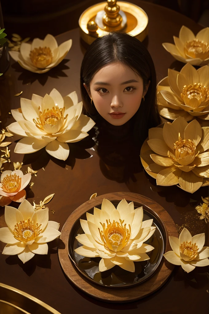 Golden lotus,Symbolizes getting rich,Fortune Lotus