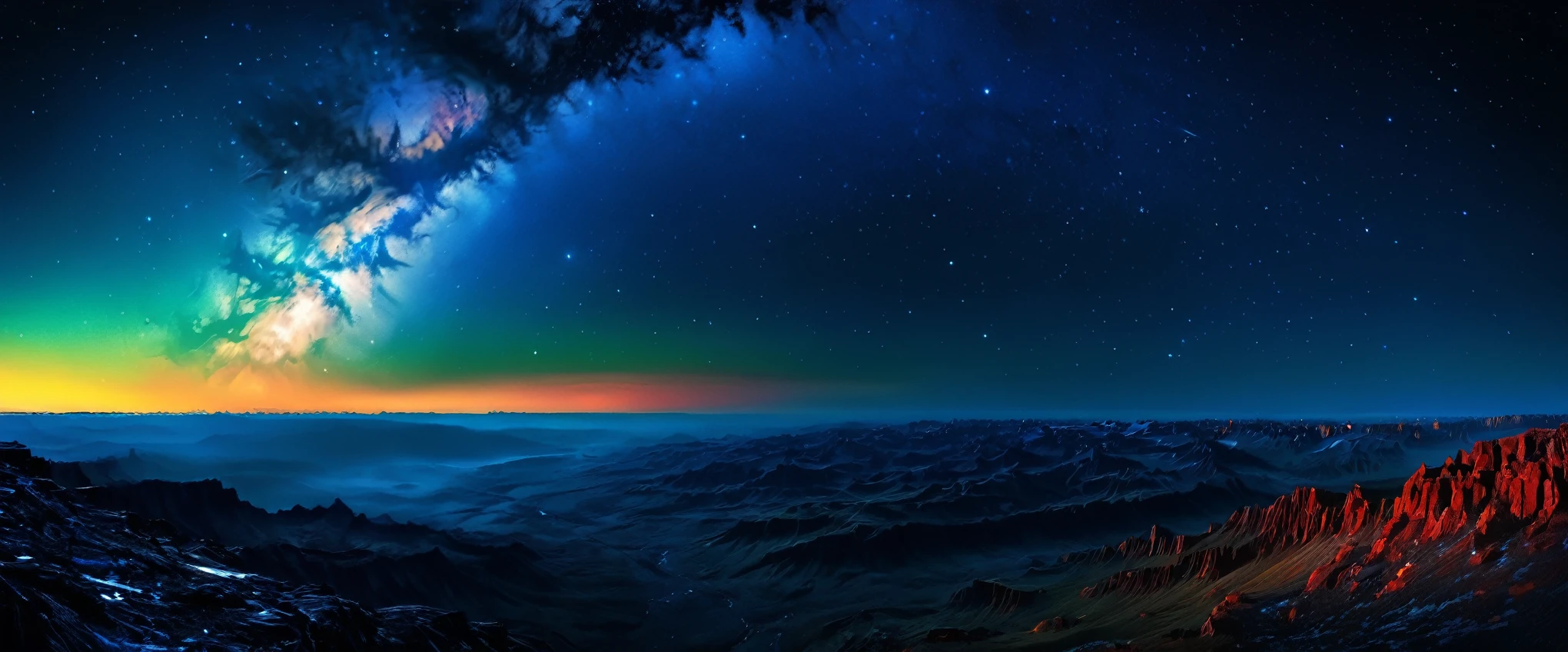night sky,realistic,Very realistic,Extreme details,Stunningly realistic,High-contrast realism,High saturation realism,bright colors,incredible light,mesmerizing landscape,Interesting storytelling,Atmospheric scenes,Mesmerizing images,complicated details,strong emotions,heavenly beauty,dream world