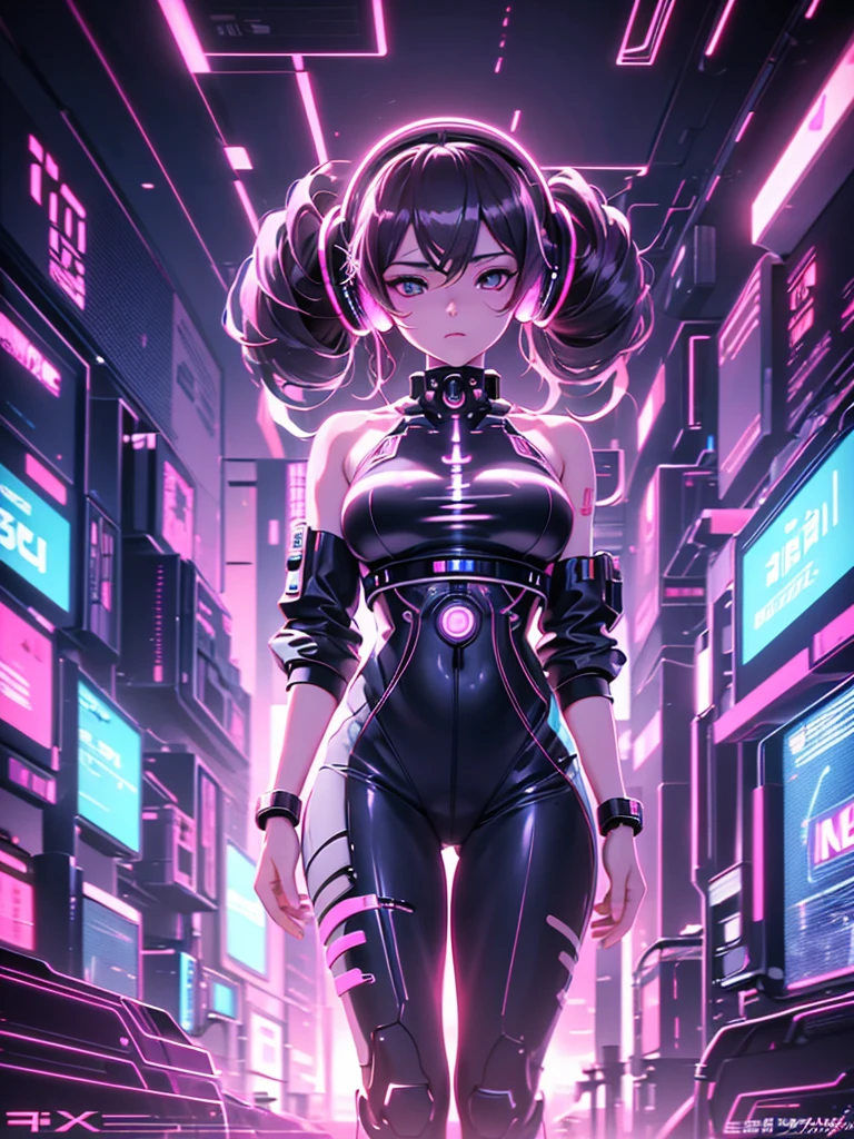Close up of person wearing headphones in background, Zen Cyberpunk Meditation, Lofi Art Style, nightcore, Dreamy psychedelic animation, anime atmosphere, animation style 4 k, animation style. 8k, ( ( ( synthwave ) ) ), Celestial Mecha Theme, Guweiz style art work, big, close one's eyes.