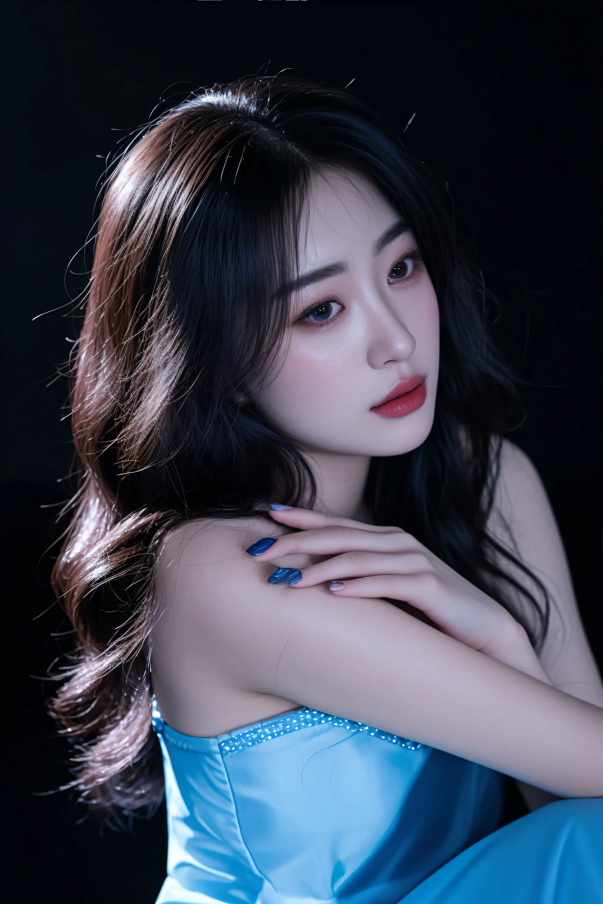 arafed asian woman in a blue dress posing for a picture, captured on canon eos r 6, jaeyeon nam, portrait of female korean idol, chiho, taken with canon eos 5 d mark iv, taken with canon eos 5 d, hwang se - on, jinyoung shin, chengyou liu, taken with canon 5d mk4, official artwork