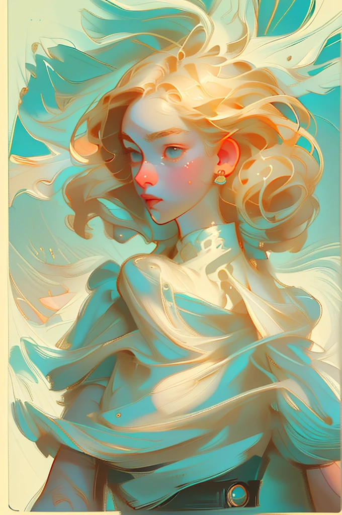 Anime artwork, grand photograph, polaroid, A blonde woman swimming in a sea, canon_5d_mark_4, elaborate_detail, art by J.C. Leyendecker