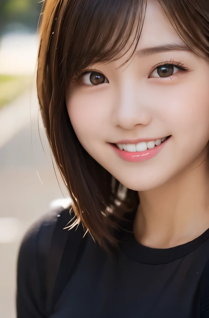 Short bob hair、Cute Japanese Woman、Cute eyes、Cute Smile、White skin、White teeth、Beautiful teeth alignment、Large Breasts、Double eyelids、Droopy eyes、************、soccer、shoot