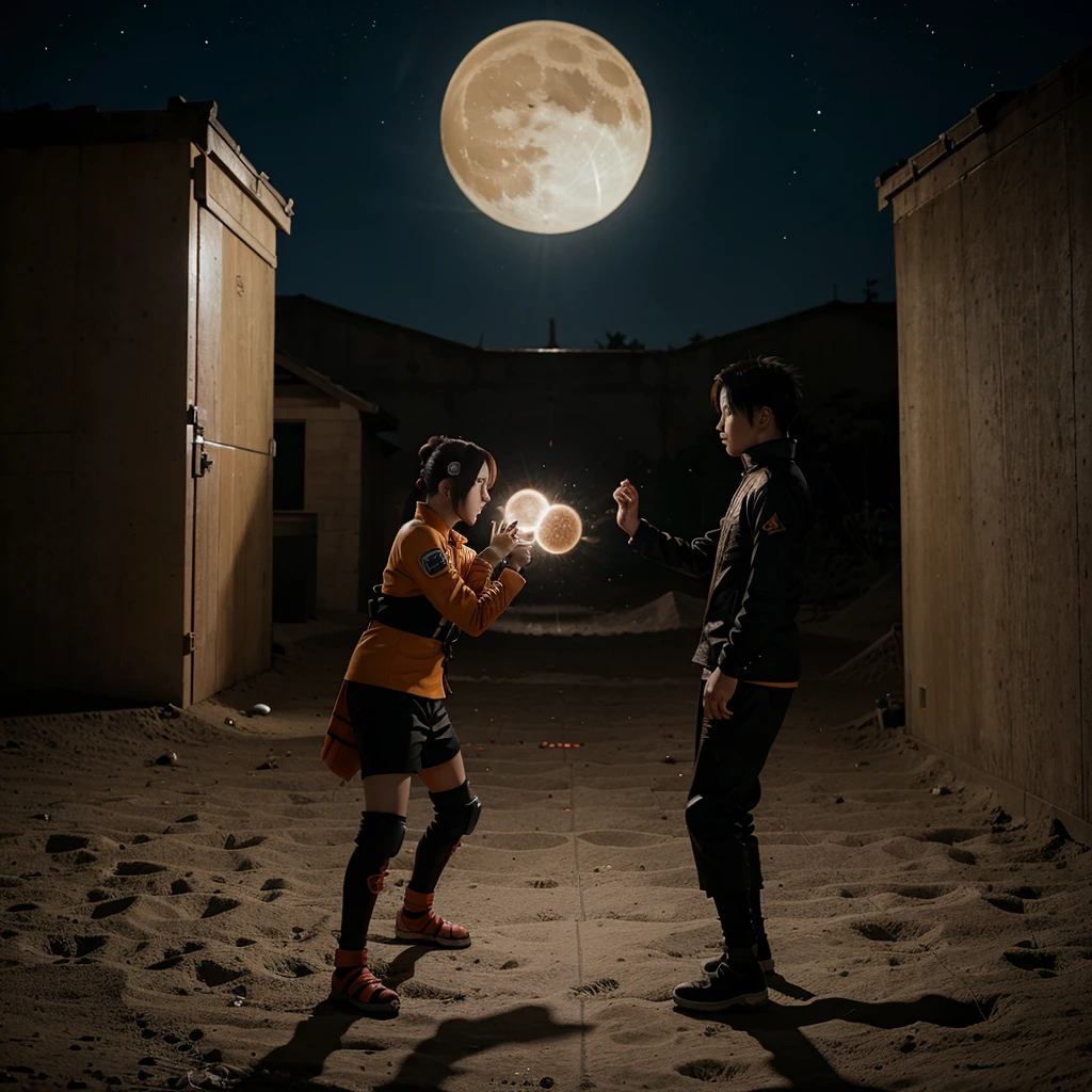 Boruto uzumaki and mitsuki is fighting on the moon 