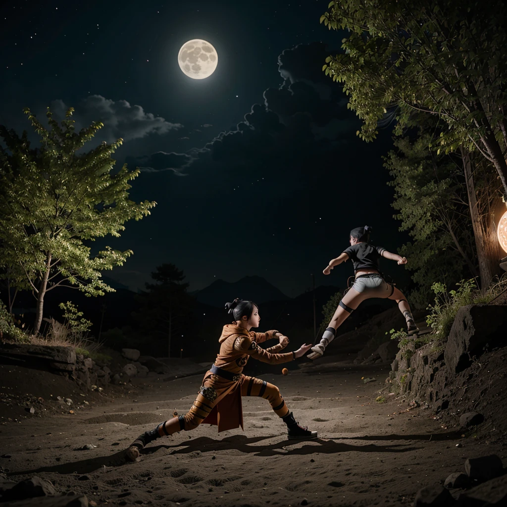 Boruto uzumaki and mitsuki is fighting on the moon