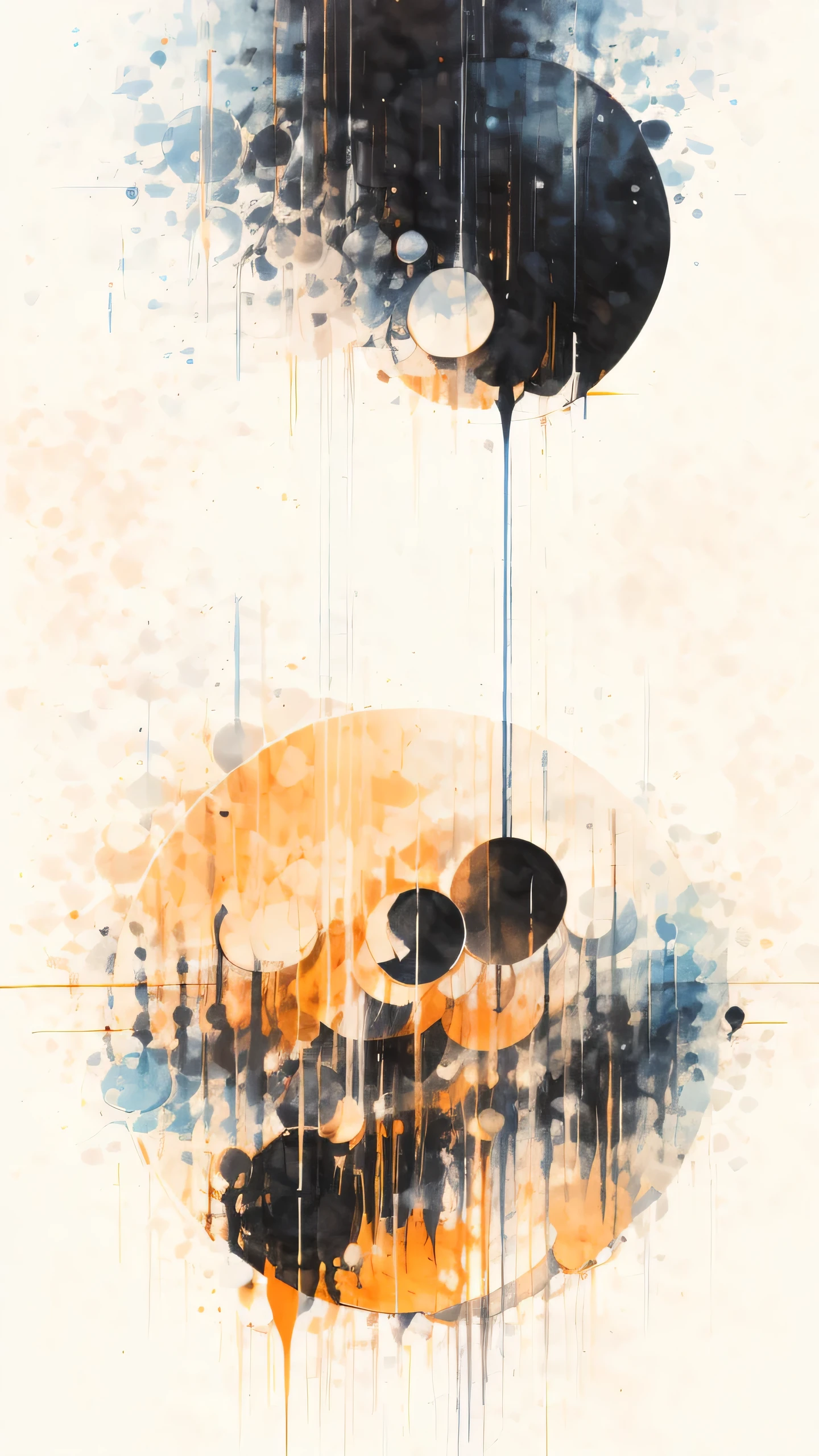 Symbolic abstraction, ((there is nothing)), ((Masseter region)), ((Highest quality)), (Very detailed)), Black background, Full Color, Extreme light and shadow, In the middle of the night, Abstract watercolor、quadrangle、triangle、Pentagram、Linear Flash、Diffuse the glow