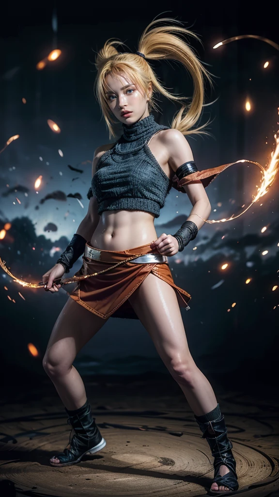Dragonball Z, super Sayan warrior, slim, pitite 13 year old girl. White Clothing tattered from battle. NSFW