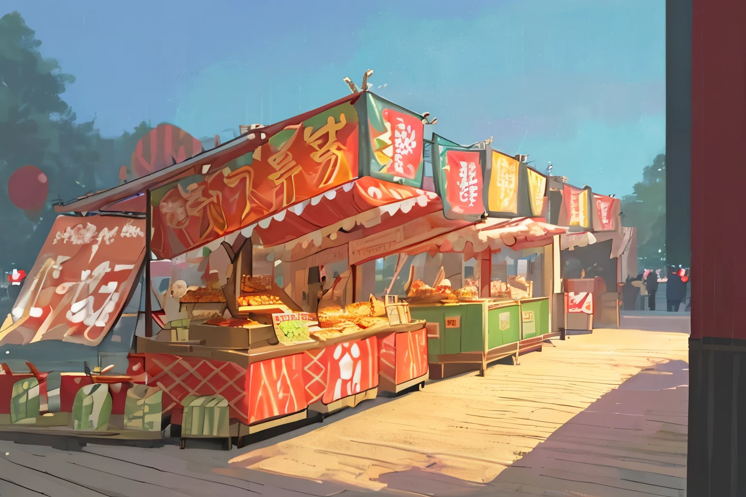 background,Summer festival food stalls