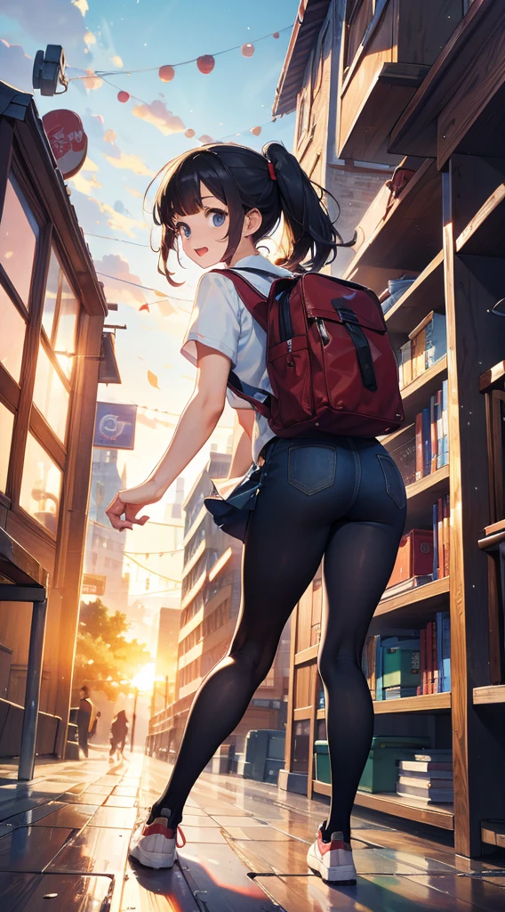 student,Back to School Season,(People rush out of the photo:1.6),Breaking the frame,illustration,Best picture quality,Rich details