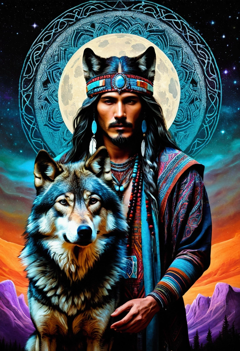 man and wolf shamanic ritual