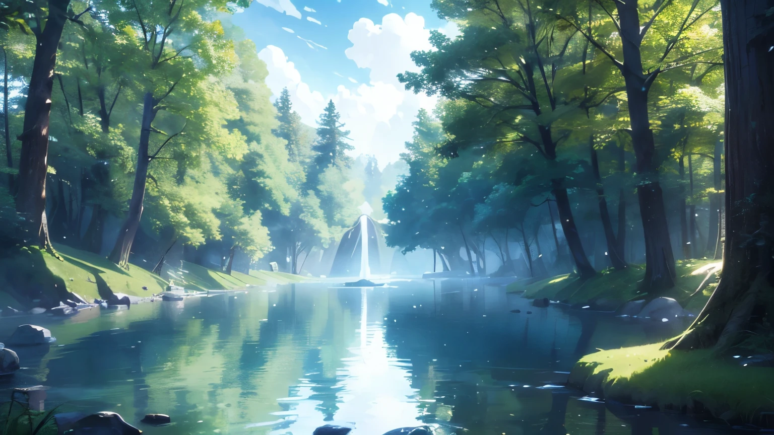 (high quality hd, 4k) (visual novel scene) a portal of light in the forest.