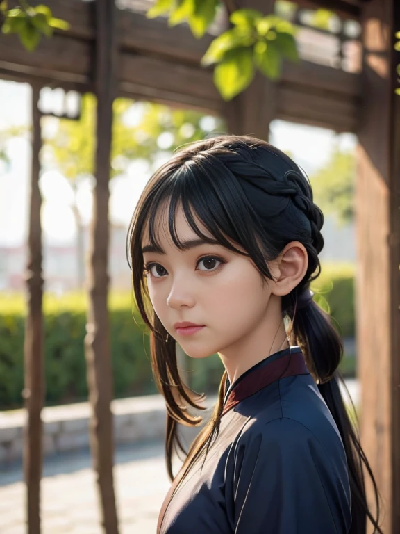 ((((Full body photo))), ((Light blue eyeliner))),((Vignetting(lens halo))),(Wearing china clothes)),((Super Soft Focus)))), Sorrisos, (Profile))))), (Upward)), twilight, taking a shower, colorful hydrangea in the background, Surrounded by hydrangeas, ((soft sunset)), (yinchuan:1.5), master masterpiece,, best best quality, RAW photo of, photorealistic, face、 ,、 ,, beautiful girl, cute, bobed hair, (((depth offield、)))), High res, Hyperdetail, Detail, Very Detail, cinematic Lighting
