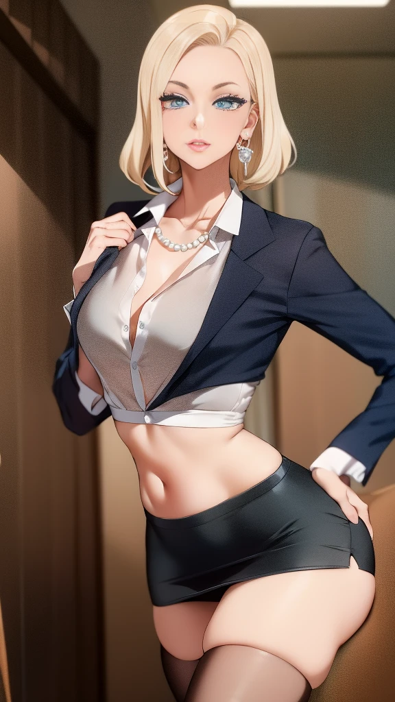 Browsing Caution, (Highest image quality,Highest品質,Highest解像度, Ultra-Realistic Images,Very detailed,masterpiece),Blonde Short Hair,((Sticky with sweat)),Big Breasts, Erect nipples, White shirt,A bow tie,Highest,((Her shirt rips, revealing her flashy bra)),Black slacks,Black leather shoes,Abdominal muscles, Camel Toe,blush, Eyes in Love, Dynamic pose ,Browsing Caution,