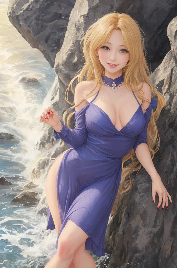 Hot sports illustration model, 4k graphic illustrated female. (perfect body:2 arms, 2 legs, 2 eyes:green eye(left); blue eye right. Tall and towering over some rocks and water with a tower in the background. wearing a long purple dress with the symbol of the sun marked on it. She has long washed over blond hair. big anime eyes. cute small mouth. tiny nose. Rapunzel Disney Princess. sunny day behind her. she is smiling. by herself. blonde eyebrows. light makeup, eyeshadow. bare feet. short dress, large breasts, curvy hips. prismatic shine across her, god rays, light rays, 4k lights, foggy exterior. 1 frog next to her. chameleon on her shoulder. princess look. her hand on her hip posing for the image. see-through dress, mild nude, nipples revealed. round ears, perfect hands. perfect feet. perfect pose. Repunzal. Repunzal Disney princess. nsfw hot Repunzal. rule34 Repunzal.a portrait of a woman with golden brown hair laying in the sun, bathing in cool water soaking up to her shoulders, bare breasts, large, golden color eyes, rich color and 4k lighting, 4k camera lens, ultra realistic, beautiful girl, hot sports model. rule34 lesb, face portrait, gimpy, Asian, 32, blue and red highlights, white teeth smile, dimple smile and chin, light powder makeup, pulled up sweater, morning. 1 female. transparent shirt. thick eyebrows, long eyelashes, pointy ears. red nail polish on her nails. perfect bust photo of her portrait. German, sexy expression, Ahedo expression. human being