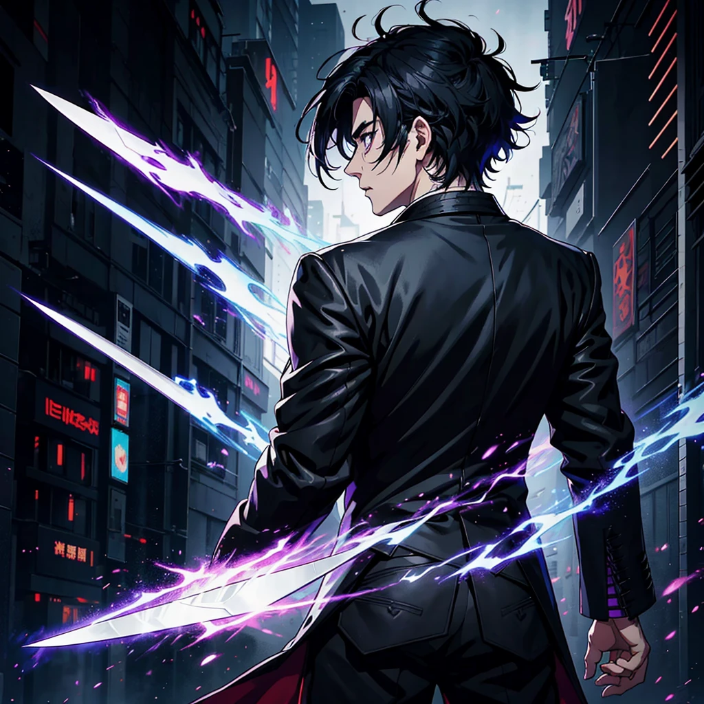 a man with back hair and a black jacket holding a sword, cyberpunk art inspired by price of Persia , tumblr, digital art, ufotable art style, anime wallaper, profile picture 1024px, trigger anime artstyle, badass anime 8 k, tokyo ghoul, 4k anime wallpaper