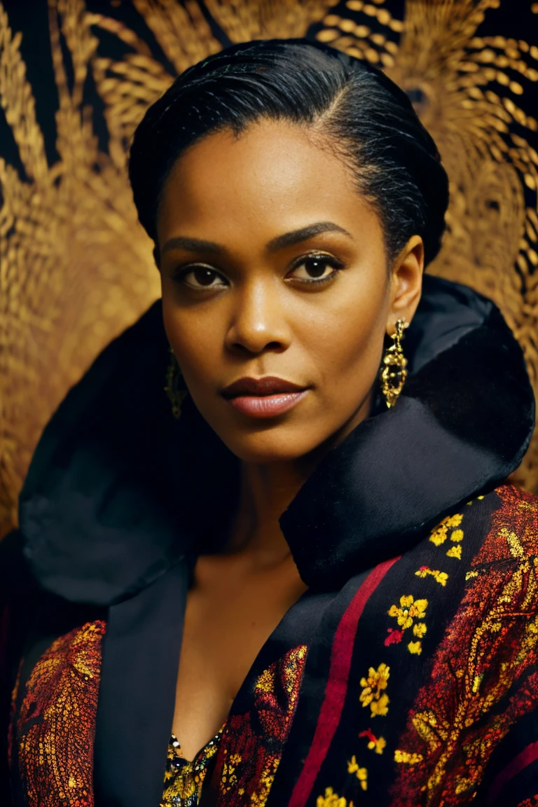Masterpiece, (Highest quality), ((Most detailed)), Depth of written boundary, Black woman, Occupation: Artist, Portrait photography for VOGUE