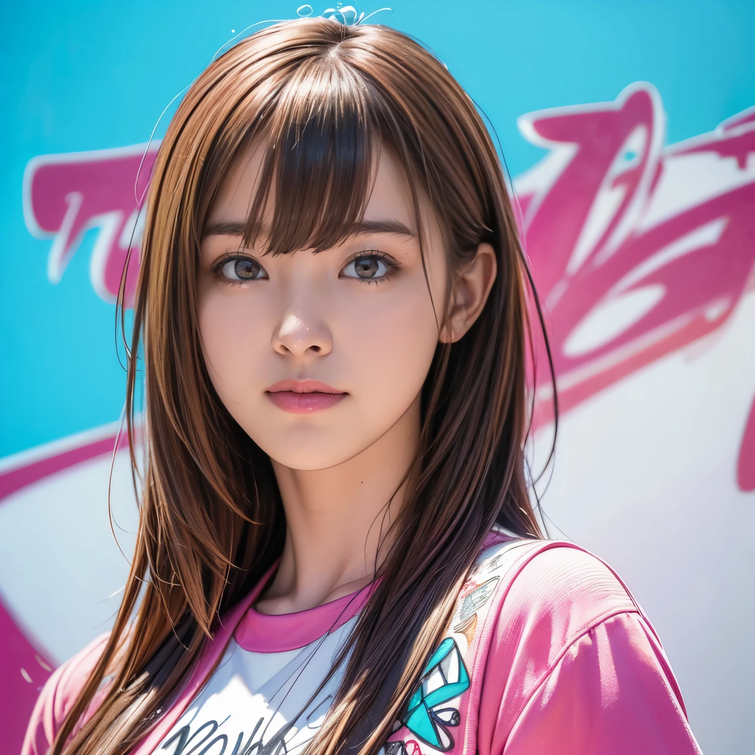 ((masterpiece,best quality;1.3,best illustration)),19 year old beautiful idol, Full color drawing of Hip hop, Hip hop, Hip hop, Hip hop, Loose pants, crop top, lab (((graffiti art) (karen griffith))), On the sea background, crazy details, intricate details, hyper detail , low contrast, Cinematic Soft Light, Exposure Blending, HDR, front, Album cover, unique style, album jacket,pink dress, laugh, mackerel,sharp focus,(very detailed,very detailed),(realistic work:1.37),(very detailed CG unity 8k wallpaper),(((vivid colors,vivid theme))),(convoluted),(masterpiece),(best quality),artistic photo,(Photo taken by sldr),(convoluted background),Perfectly rendered face,perfect face details,realistic face,photo realistic,analog style,((convoluted detail)),(((realism))), her pet
