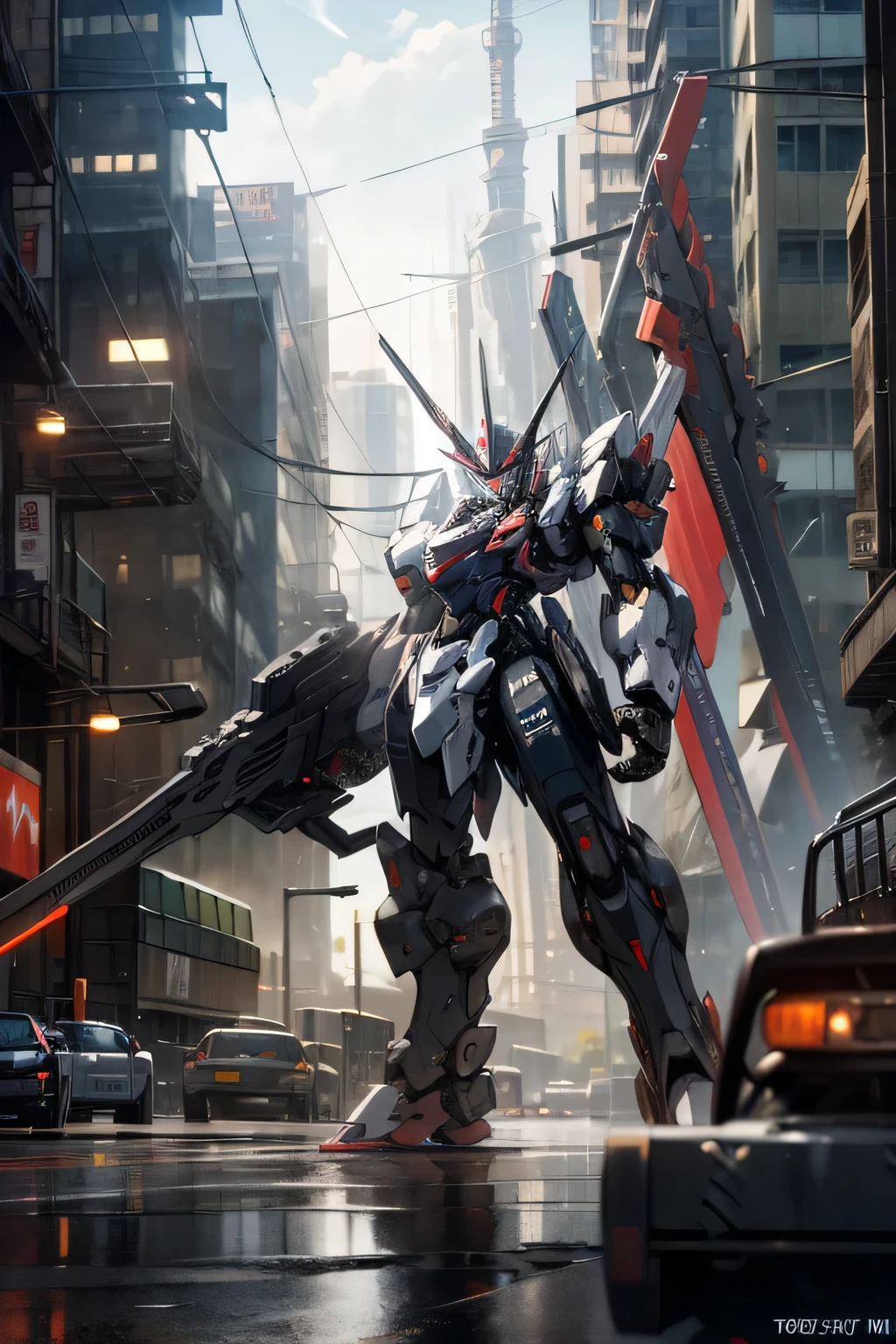 mecha, weapons, gunmetal, high tech, patlabor, city, absurdres, high res, ultrasharp, 8k, masterpiece