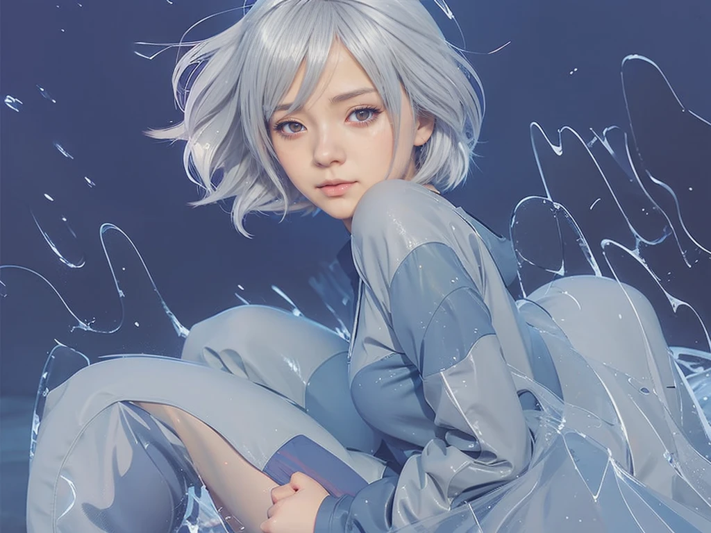 anime girl sitting on the ground in the rain, beautiful anime artwork, beautiful anime art style, silver hair girl, anime illustration, beautiful anime art, digital art ilya kuvshinov, anime style illustration, soft anime illustration, digital anime art, artstyle : ilya kuvshinov, beautiful anime portrait, anime styled digital art, digital anime illustration