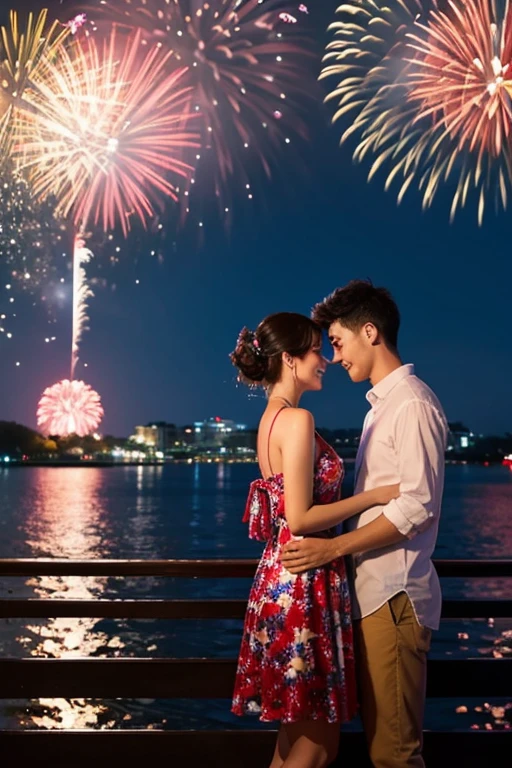 Fireworks reflected on the waterfront、Lovers 2、a memory from summer