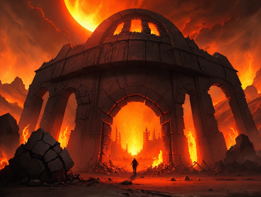 , Hellscape, The bottom of hell, Hell Battle, Apocalyptic landscape!!!!!, Mustafar, Hellish ruins, ! Apocalyptic landscape!!, Awesome D & D The Art of Dark Sun, Door of hell, Door of hell, World of Warcraft concept art, Rescue from the Underworld!!!!!!