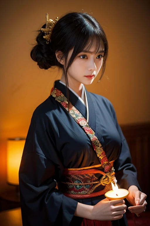 Highest quality、High resolution、Very detailed、Detailed Background、A beautiful 27 year old woman、Warrior、dragon tattoo on arm、Japanese swordMasamune Meiji、(Blade length: 2 feet 4 inches、Handle length 25cm、The part is woven with red and black threads..、The swallow is golden)、Japanese sword、Sharp eyes、enemy&#39;Blood is flowing to my cheeks、In the woods、Armor and helmet from the Sengoku period of Japan、(Takeda Shingen)(Red and gold armor)、blonde、short hair、Realistic Face、Swing your sword down、Delicate eyes、Laugh a little、Like a fight scene in a live-action movie、More realistic battle scenes、On the cheeks、enemyWarriorの返り血、Burning castle in the background、Sparks fly、Japanese sword(Masamune Meiji)Hold with both hands、Sword Drawing Technique(Japanese sword、Famous sword Muramasa)、Armored warrior、