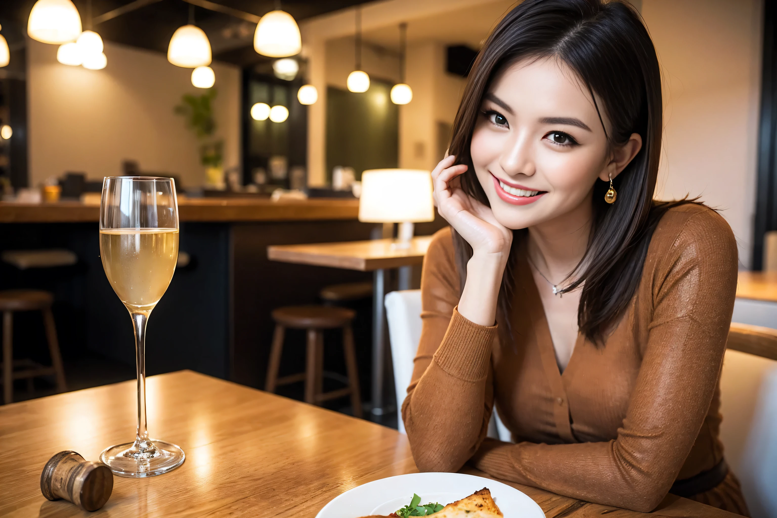 ((Highest quality、8k、masterpiece:1.3))、cute、Slim couple、Model Couple、Actress、(Realistic, Intricate details:1.2), full-course dinner、Wine Party、Amazing view of the sunset sky and clouds、A bright smile、short hair,Bright Face、 (45 years old), 42 years old, red wine 、Appetizers、Italian food、Wine bottle、Champagne、sparkling wine、Two beauties、Brown Hair、Shortcuts、Long sleeve shirt、dress、Beautiful woman 1, (Slim face), (The body is slim), (Brown Hair), (Shortcuts), cheeks turn a little red,Attractive beauty、restaurant, In a prominent place (From the waist up) Nova Frog Style, actress, model, Upper Body, White wine, slim, wine glass, A wine glass placed in the center, smile, (smile: 1.15), Beautiful fine grain, Depth f/2,saturation, High Contrast, Strong light and shadow,Moist Body:1.5、3D texture、Delicate eyes、Brown Hair、The hair is very shiny、